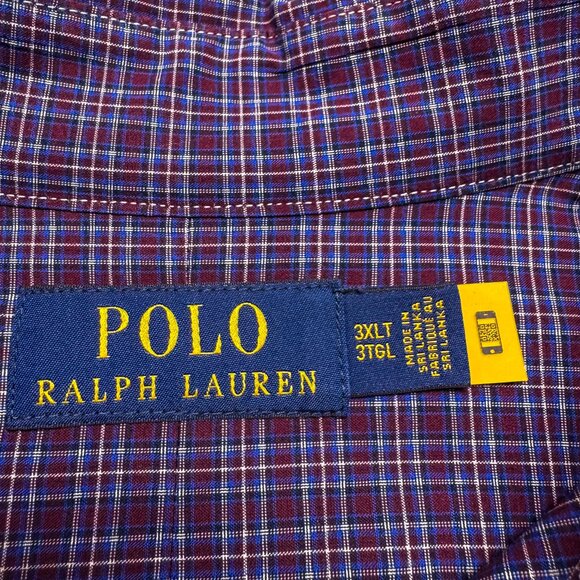 Ralph Lauren Shirt Men 3XLT Tall Purple Plaid Business Casual Preppy Office - Picture 8 of 12